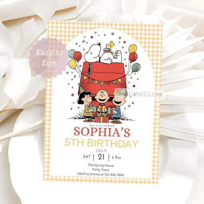 cartoon snoopy birthday invitation
