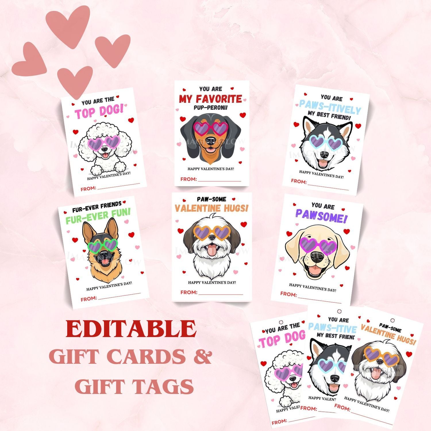 Cute dog Valentine's Day cards for classroom gifting