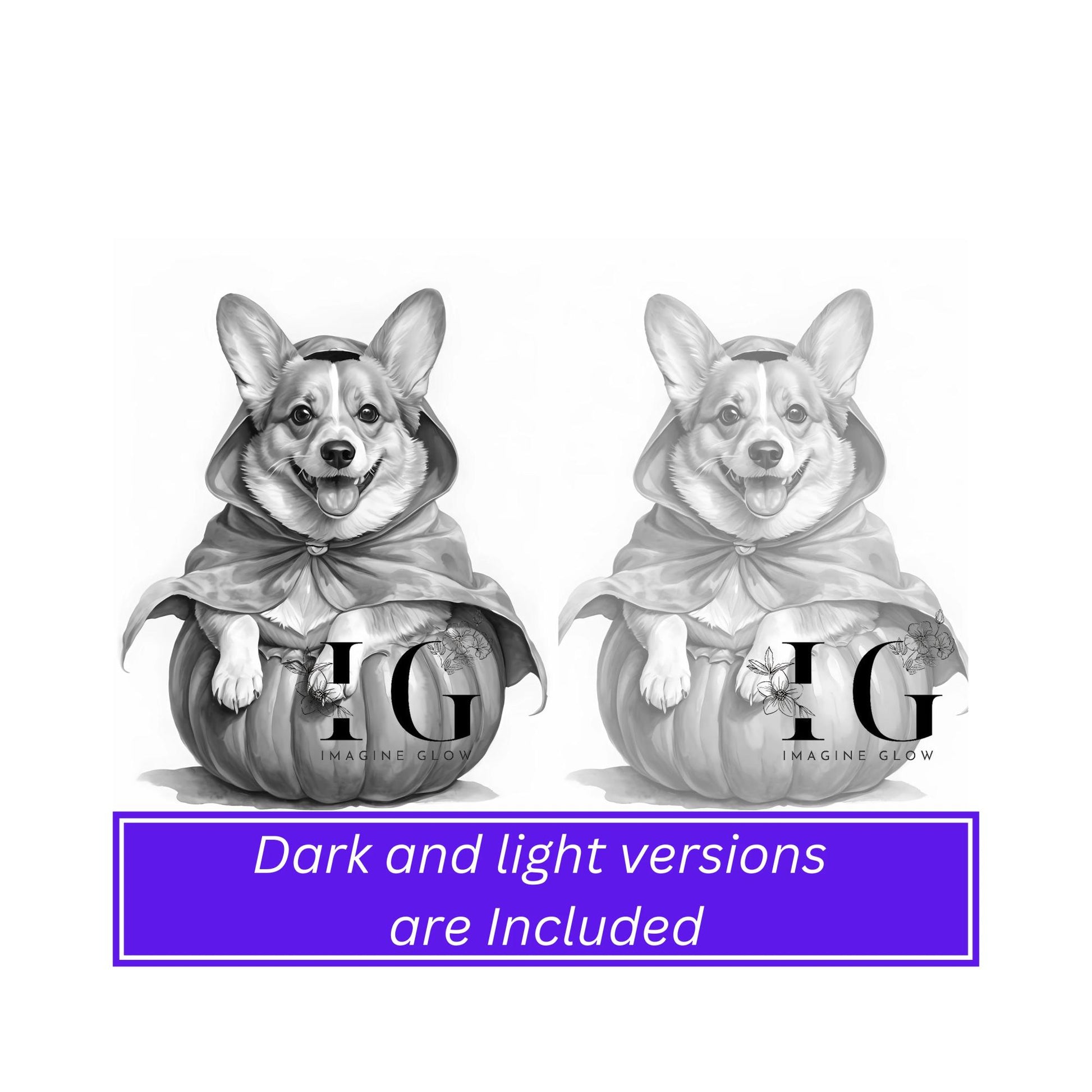 Funny dog costume coloring pages, available as printable art.