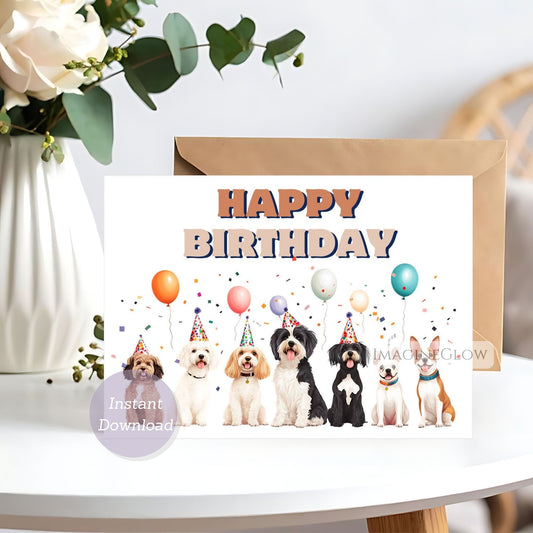 dogs happy birthday card
printable dog birthday card
cute puppy birthday greeting
