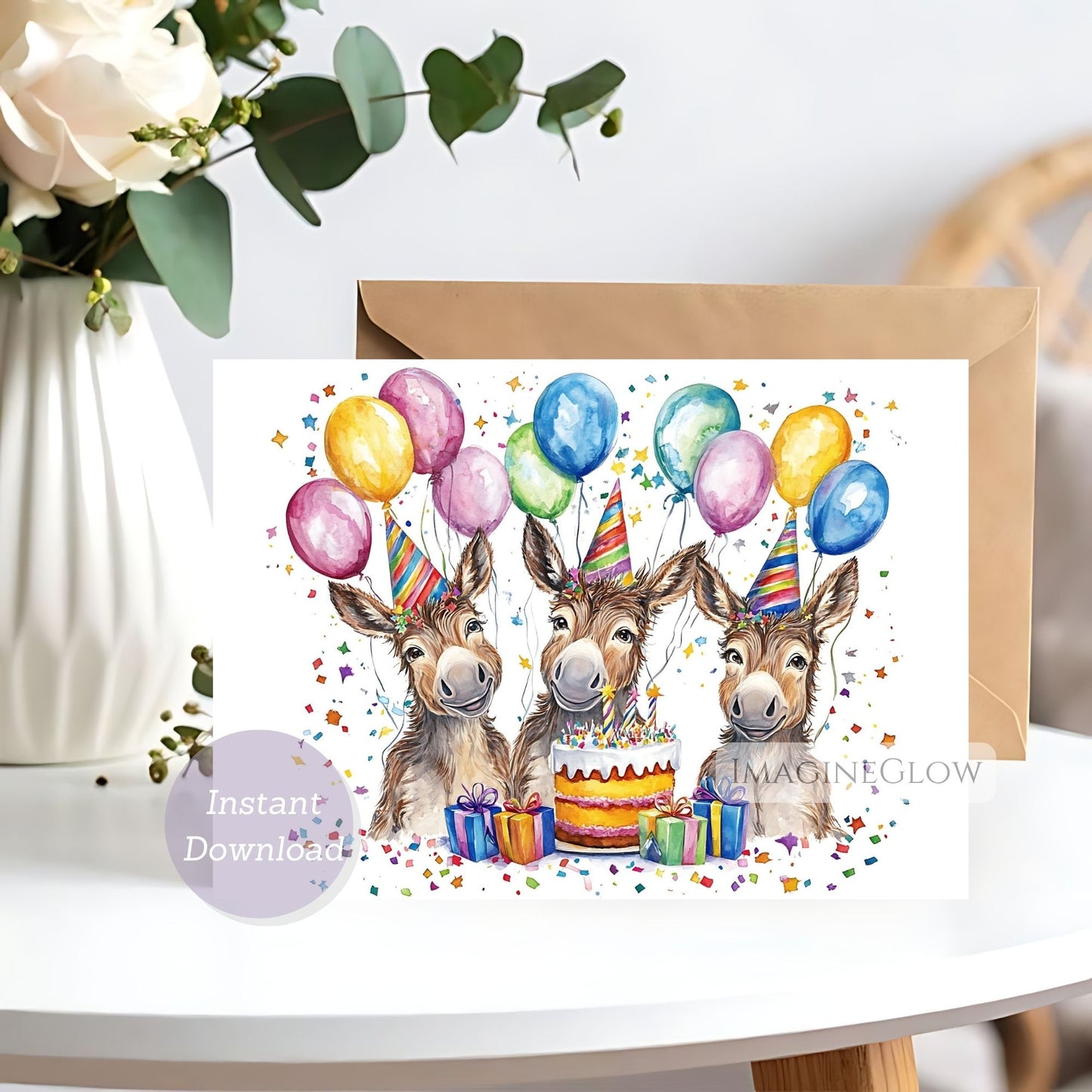 donkey birthday card
cute donkey greeting card
farm animal birthday card donkey
