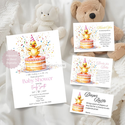 Cute duck-themed baby shower invite