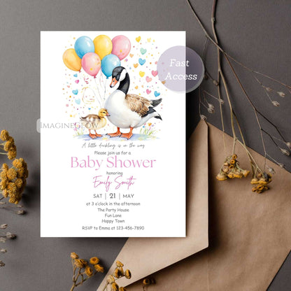 duck themed baby shower card
