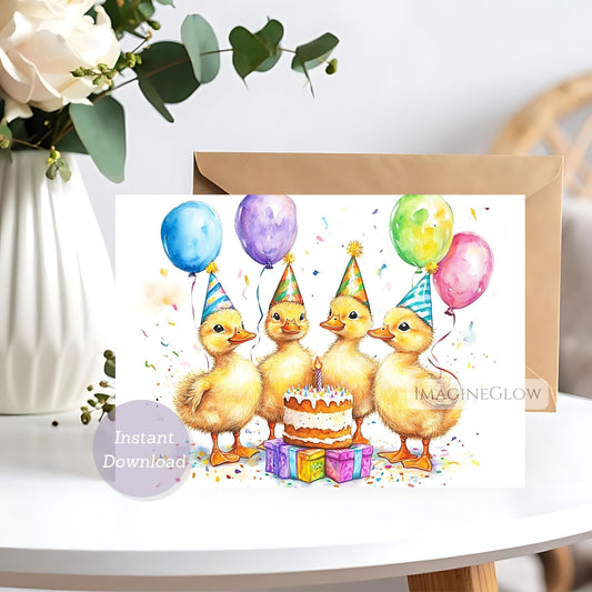 Duckling birthday card printable
Cute baby duck greeting card
Farm animal birthday card
