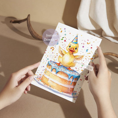 Watercolor duckling card

