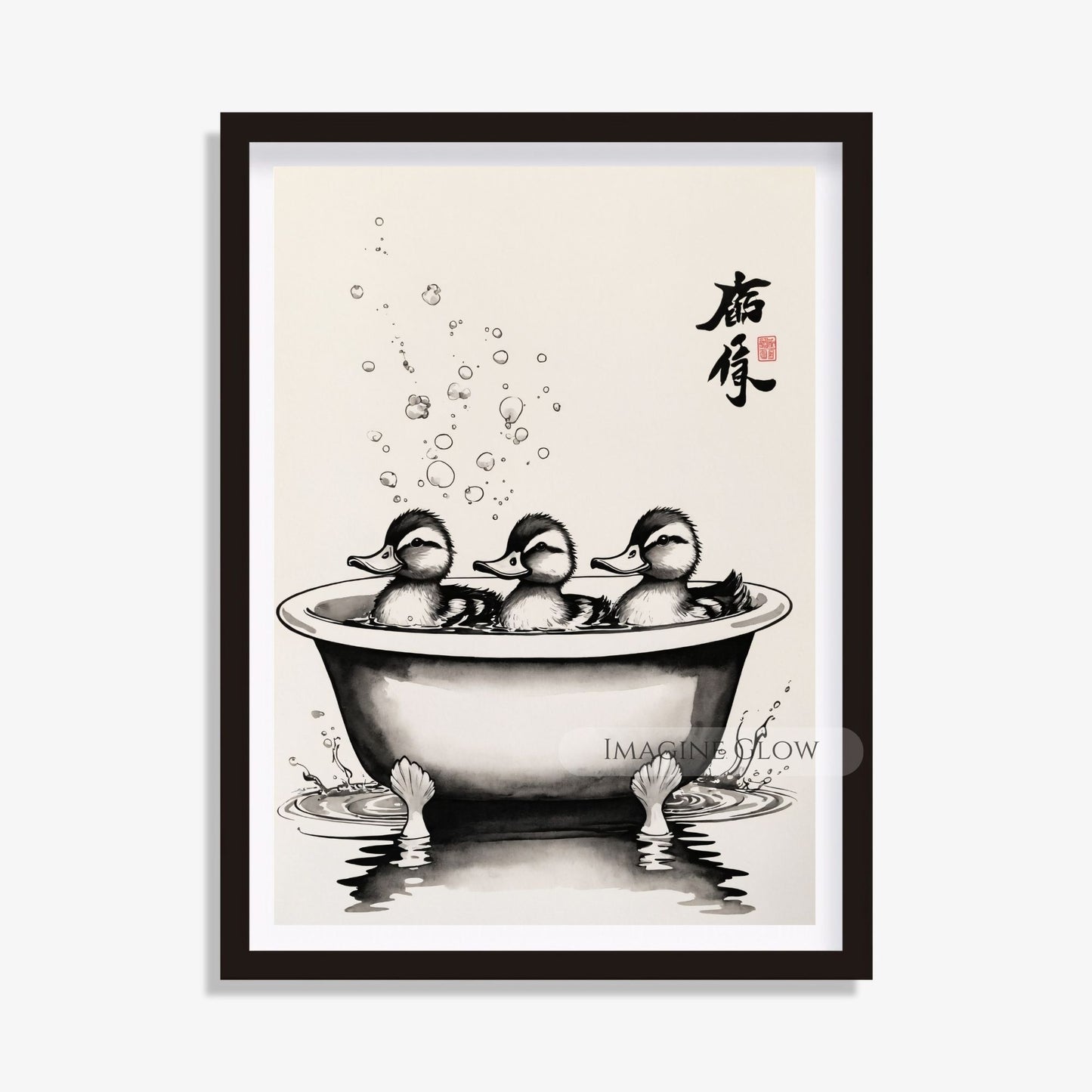 Ducks in bathtub farmhouse bathroom wall art
