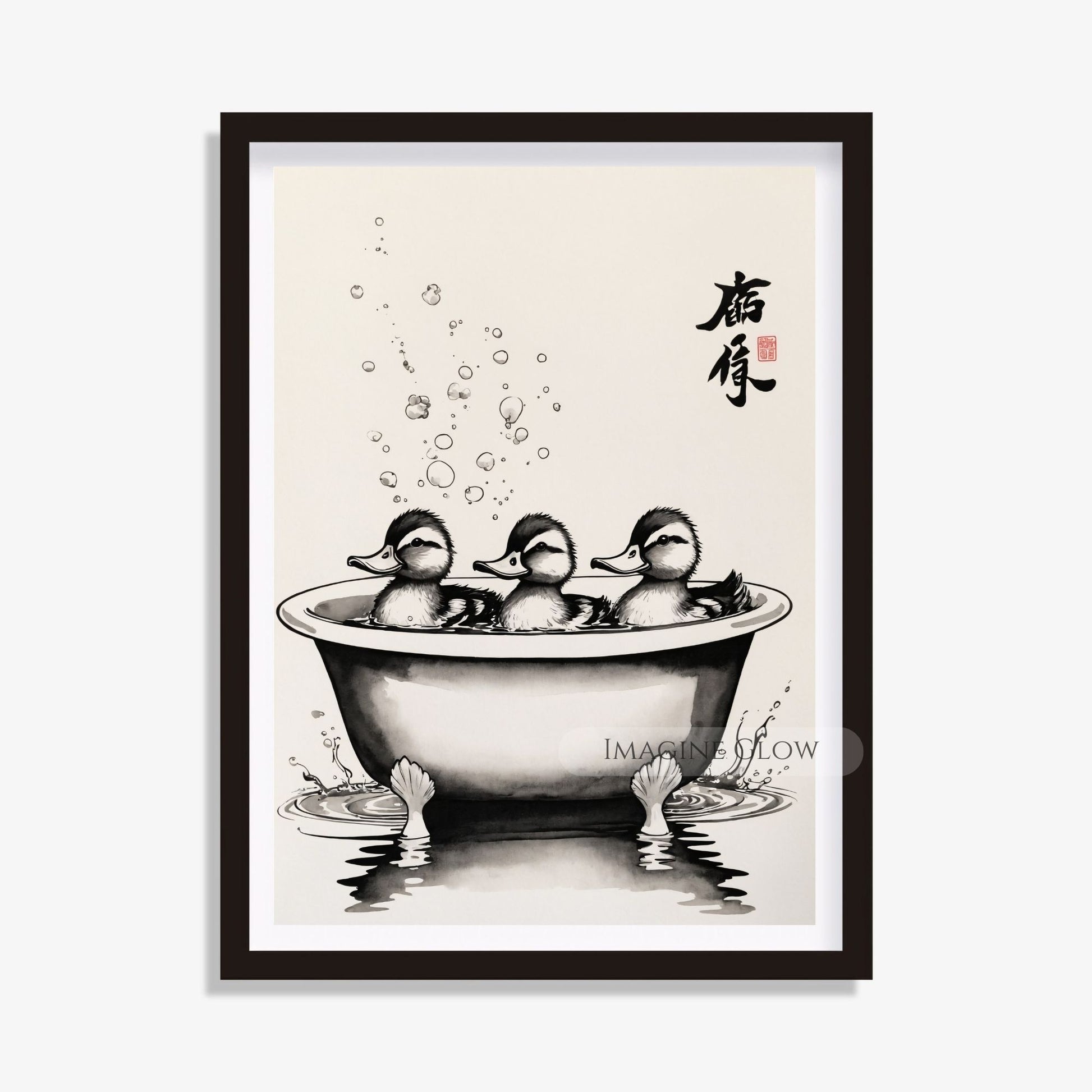 Ducks in bathtub farmhouse bathroom wall art
