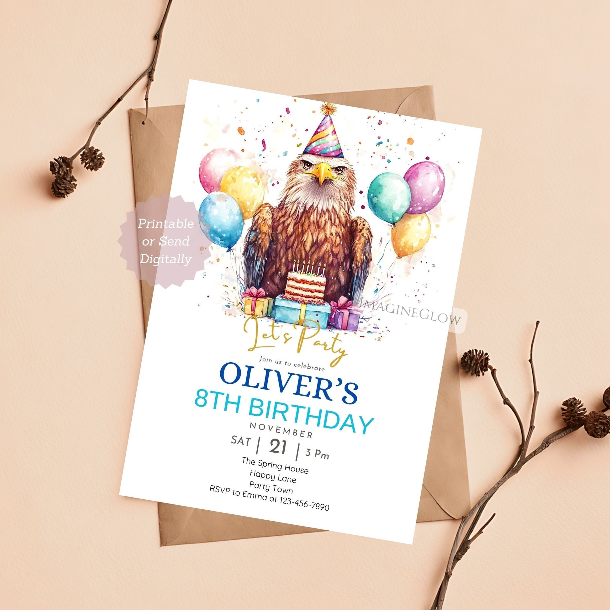 Eagle Birthday Invitation - Wildlife Party
