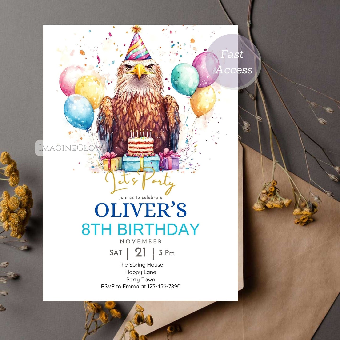 Majestic Eagle Birthday Invite - Animal Theme
