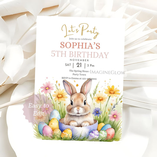 bunny birthday invitation
rabbit party invite

