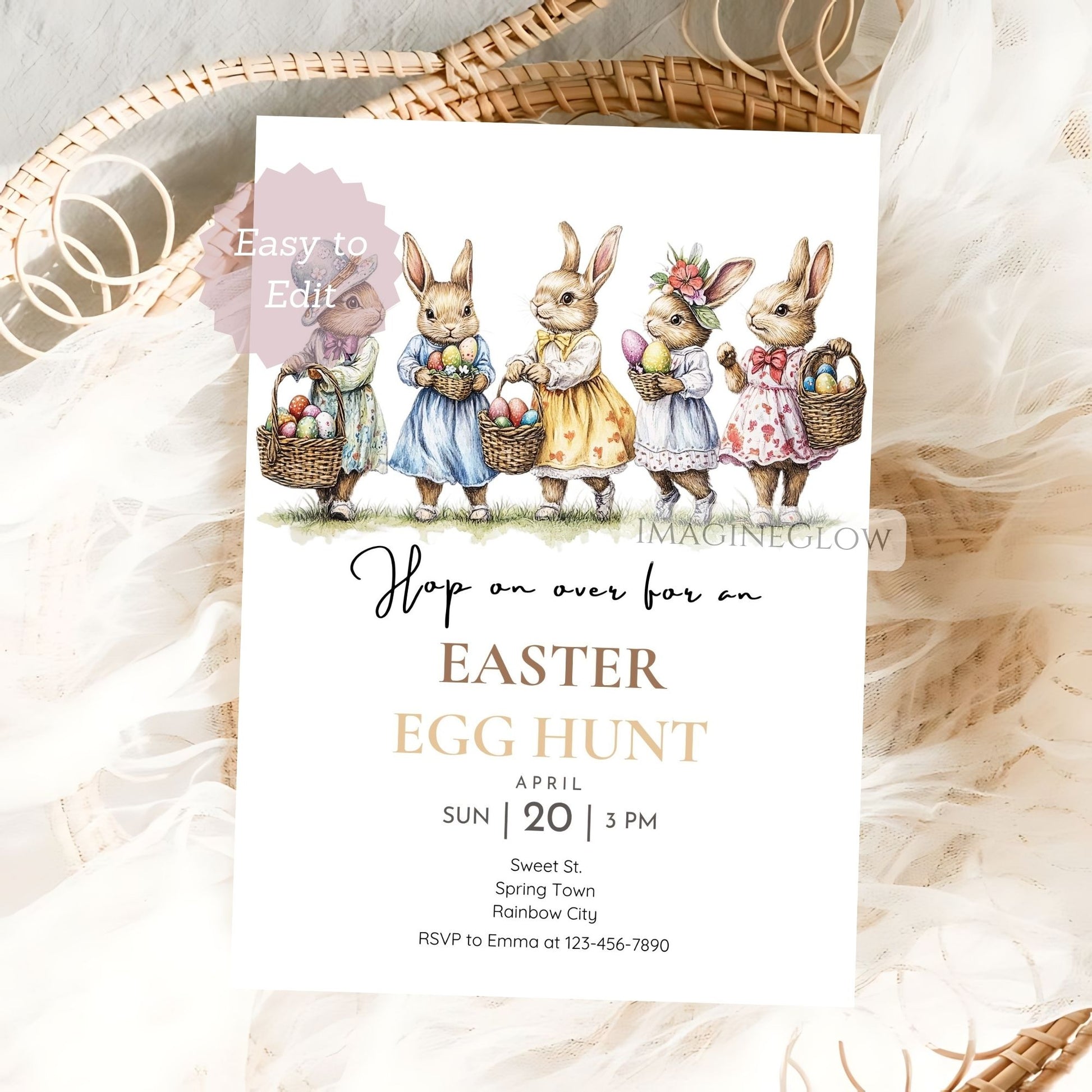 spring brunch easter party template
classic rabbit easter celebration invite
