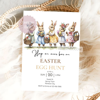 spring brunch easter party template
classic rabbit easter celebration invite
