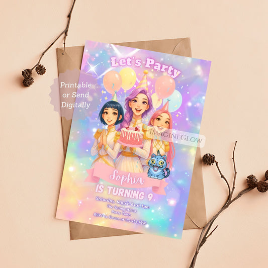 huntrix anime party invitation
