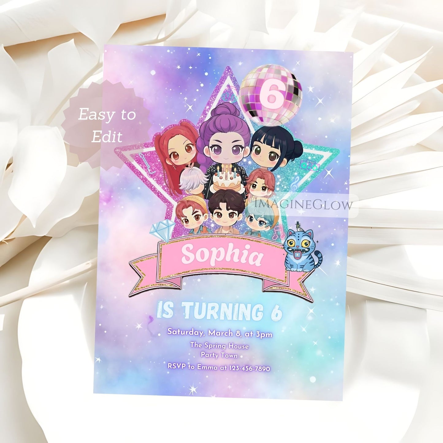 huntrix birthday party invite
