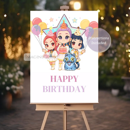 editable anime party poster
kpop demon hunters party decoration