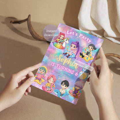editable anime pool party invitation

