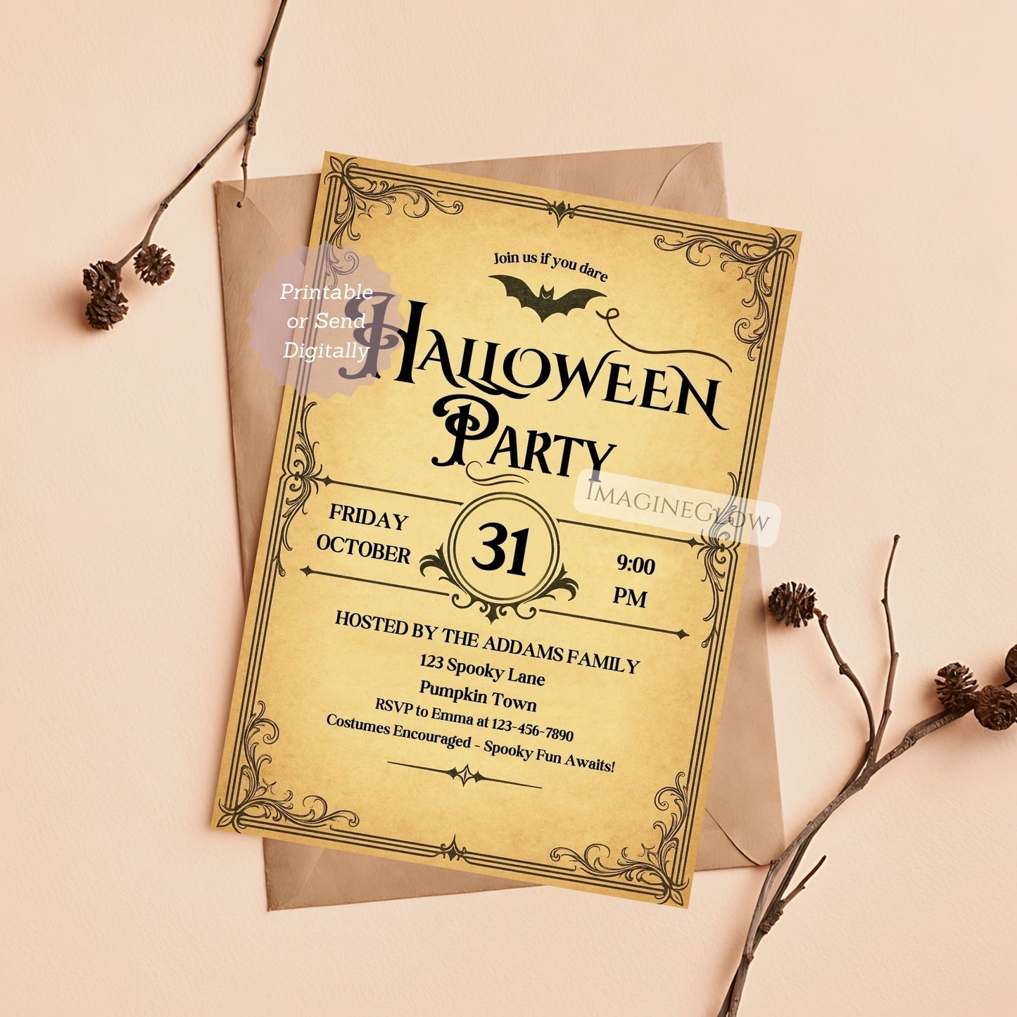 old fashioned halloween invitation
