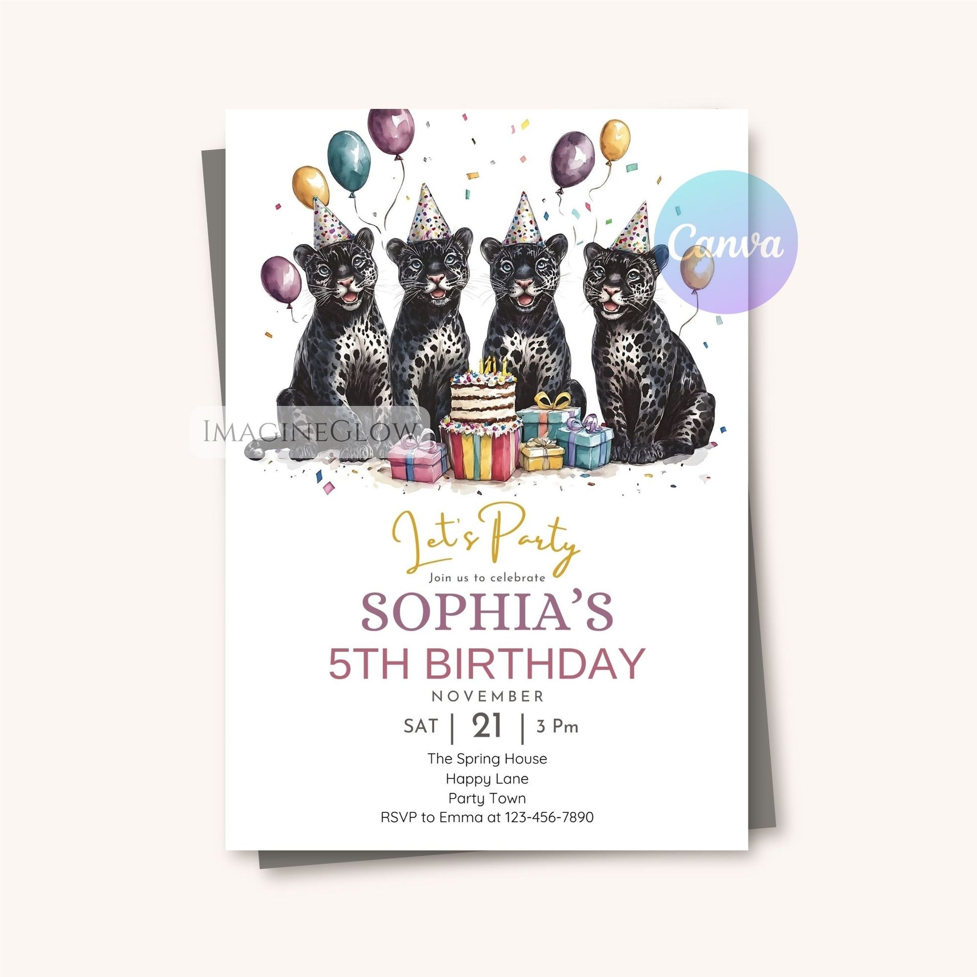 Editable Black Panther themed birthday card
