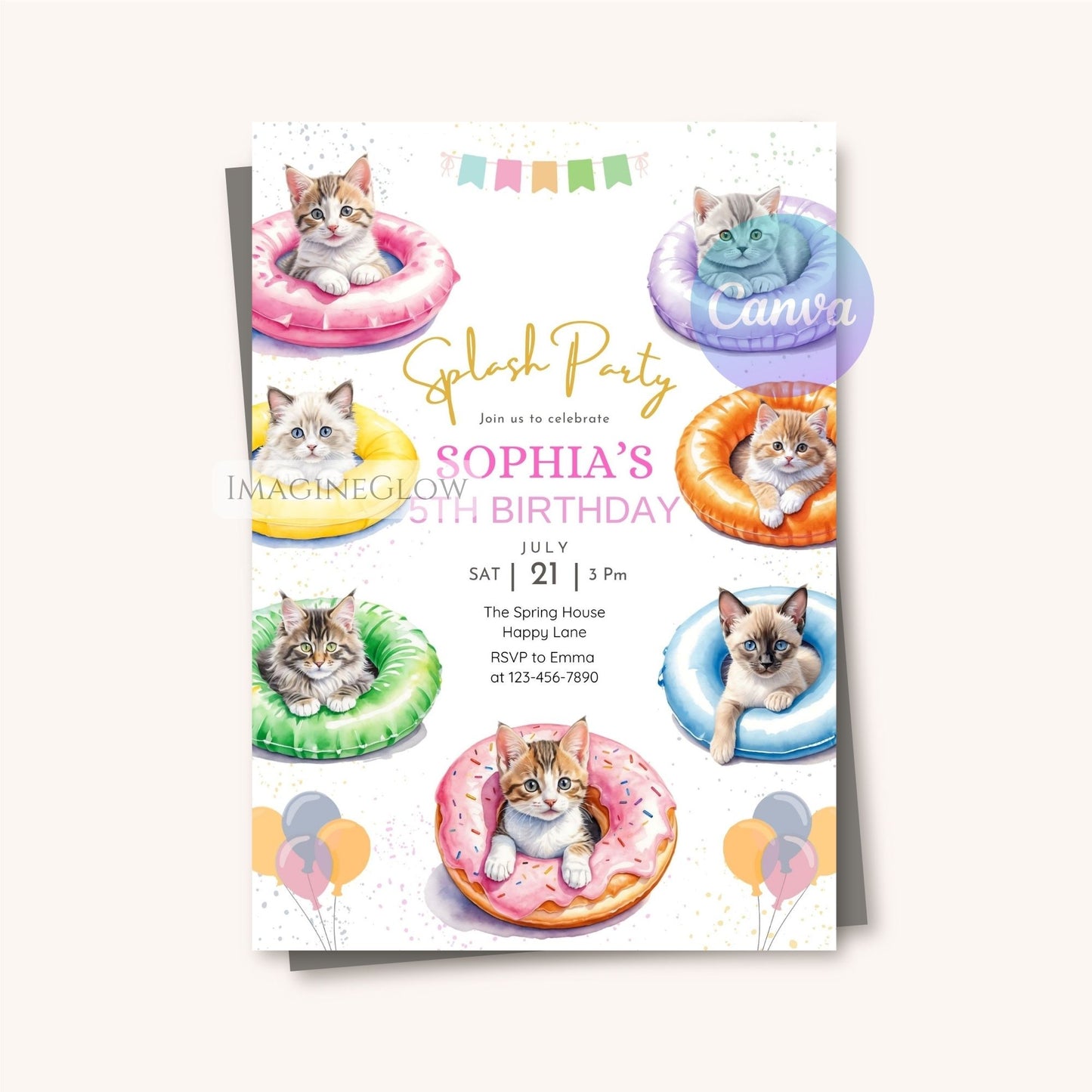 beach pool birthday party invitation
