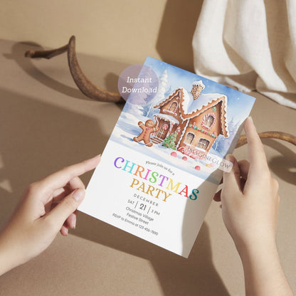 editable gingerbread cookie holiday invite
