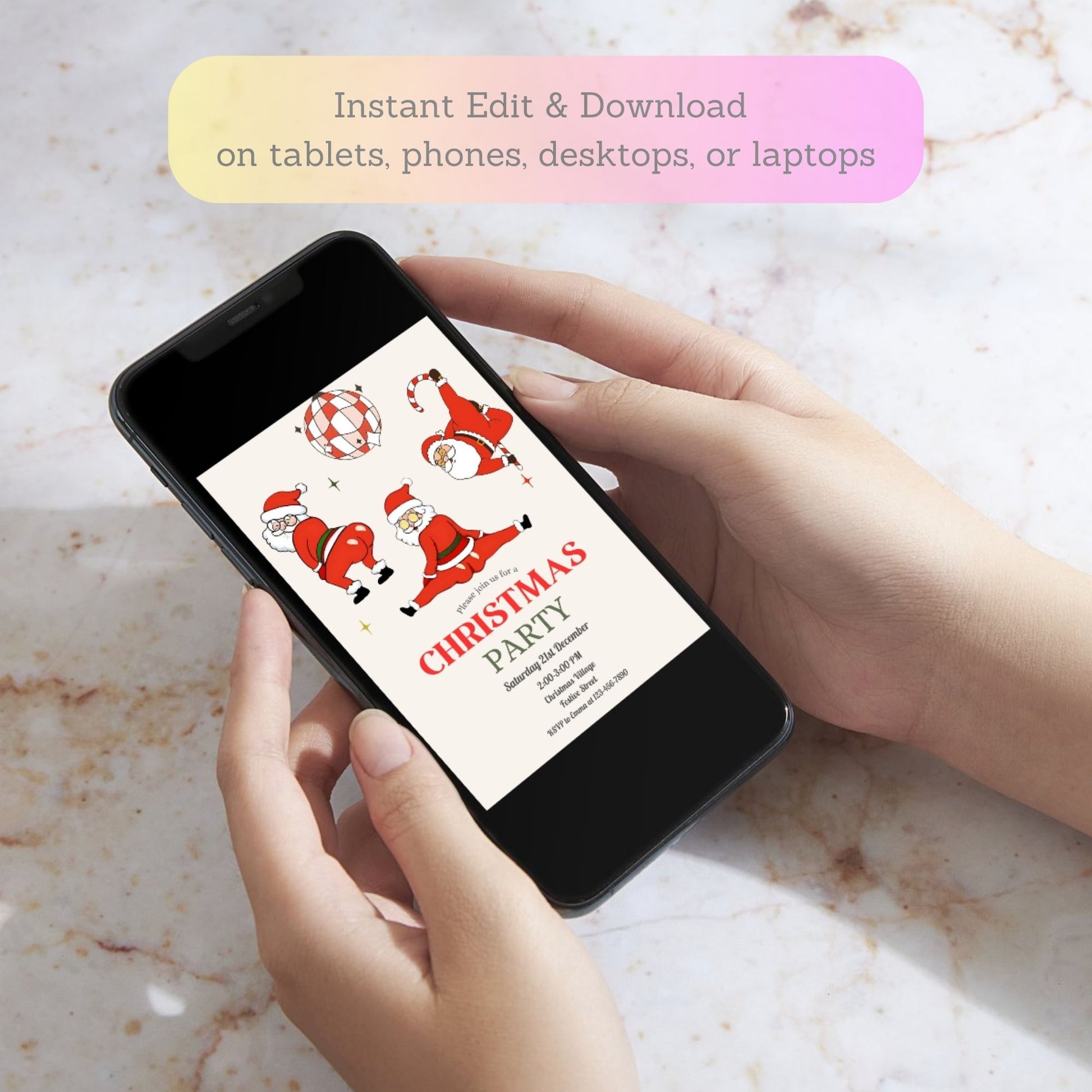 printable vintage santa christmas invitation
festive santa claus holiday invite editable
