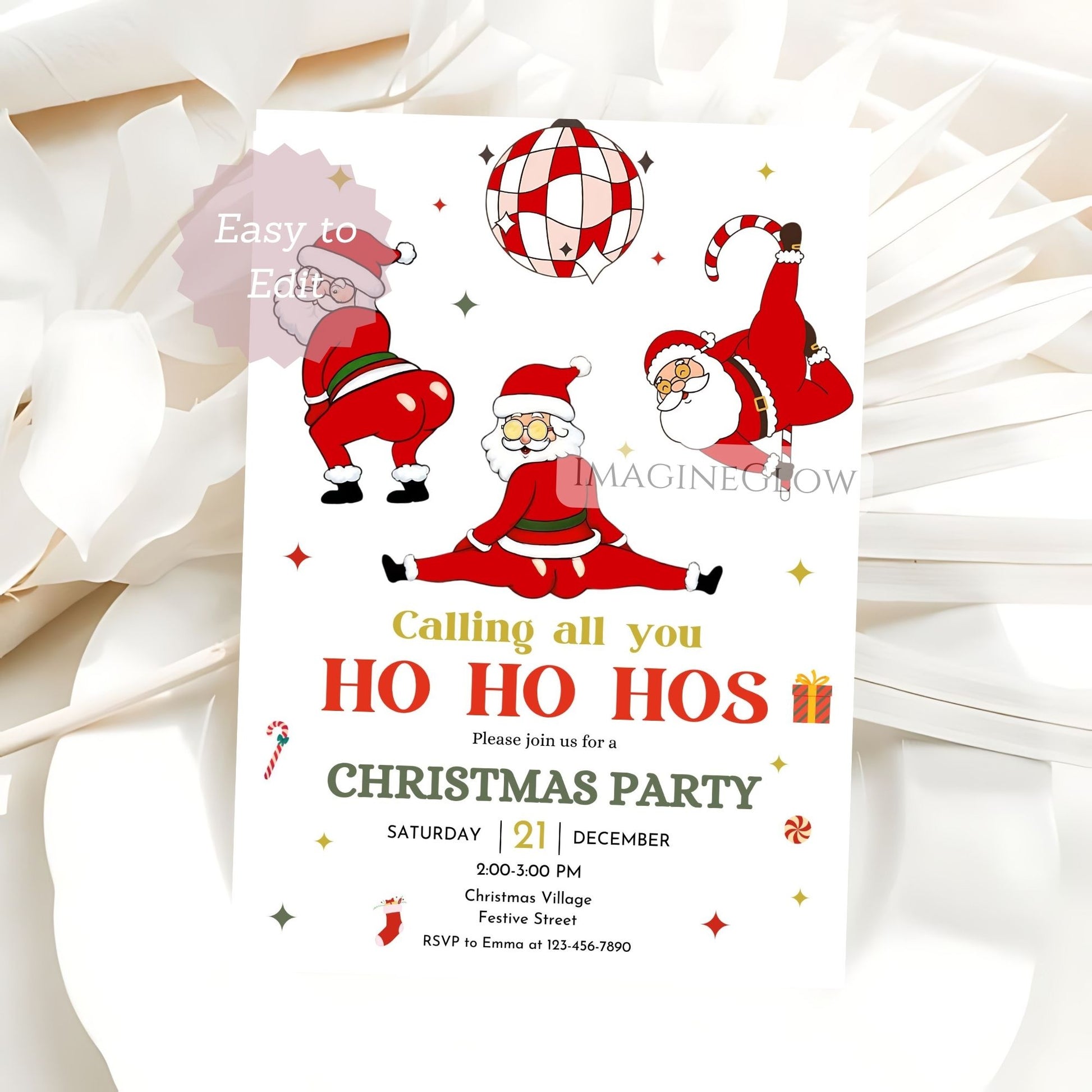 santa christmas invitation editable digital download
holiday party invitation santa claus theme
