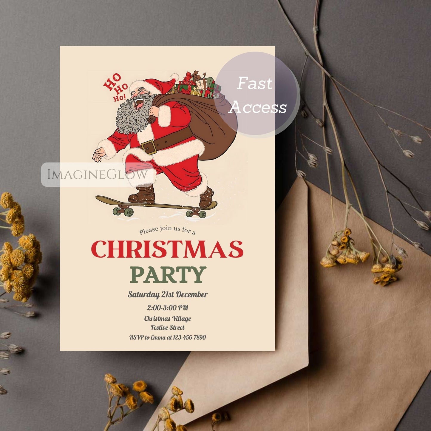 Santa Christmas Party Invitation - Festive Holiday Invite