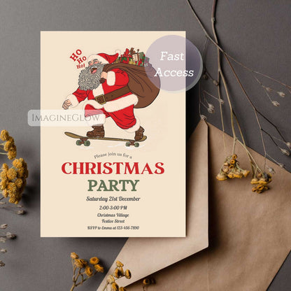 Santa Christmas Party Invitation - Festive Holiday Invite