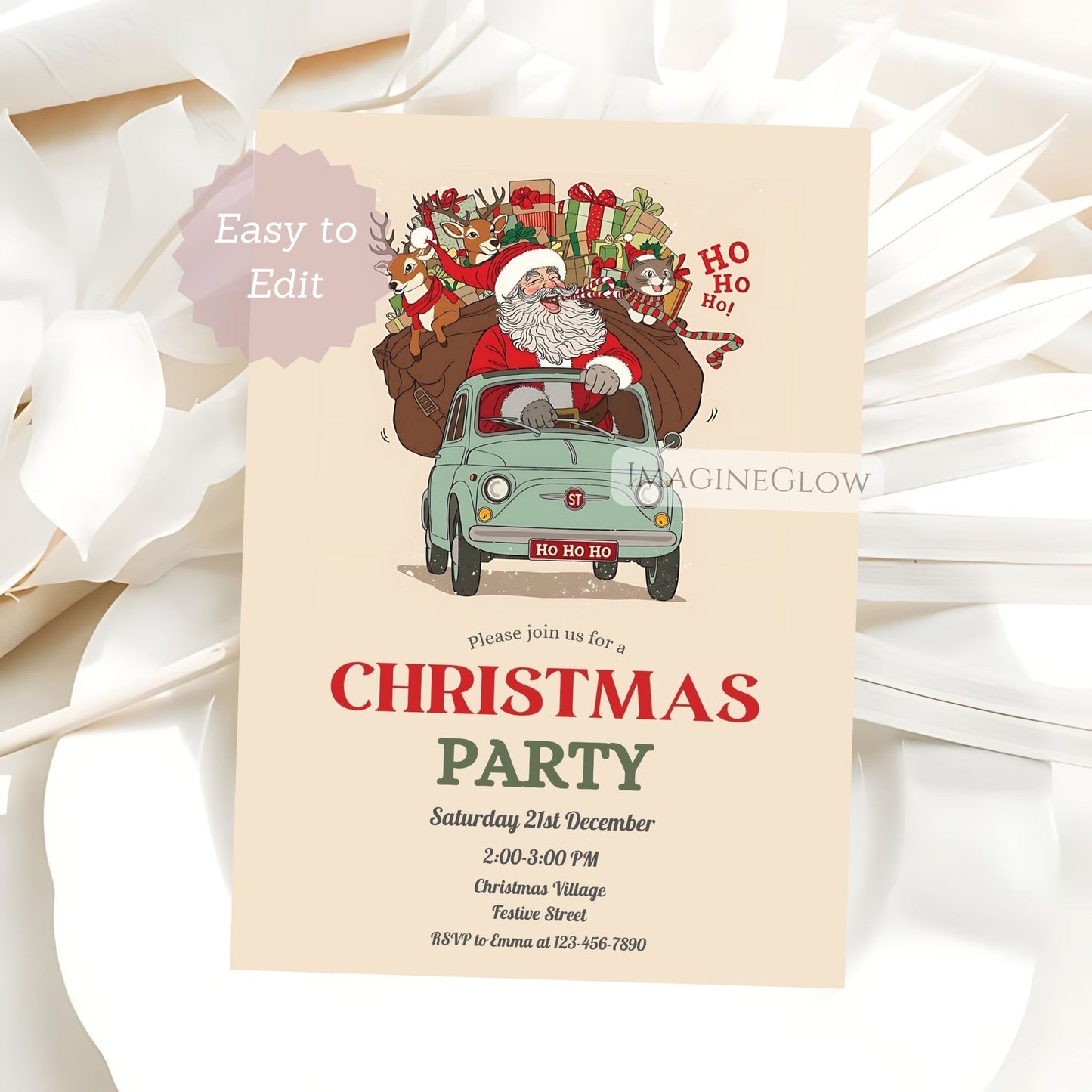 vintage santa claus christmas invite template
