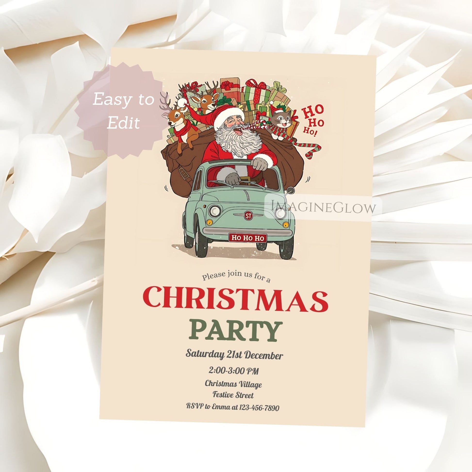 vintage santa claus christmas invite template
