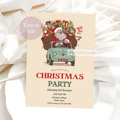 vintage santa claus christmas invite template
