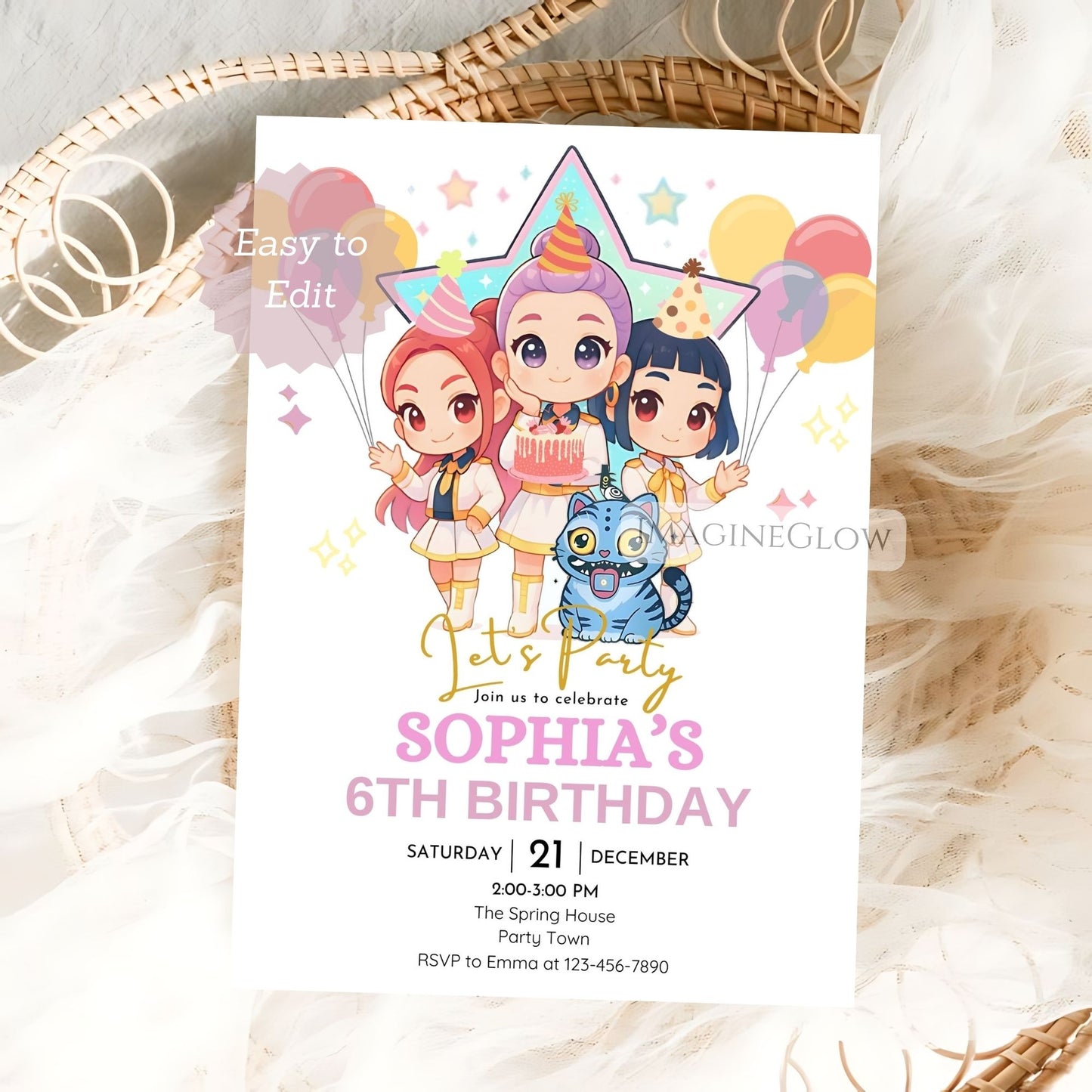 anime style digital party card
