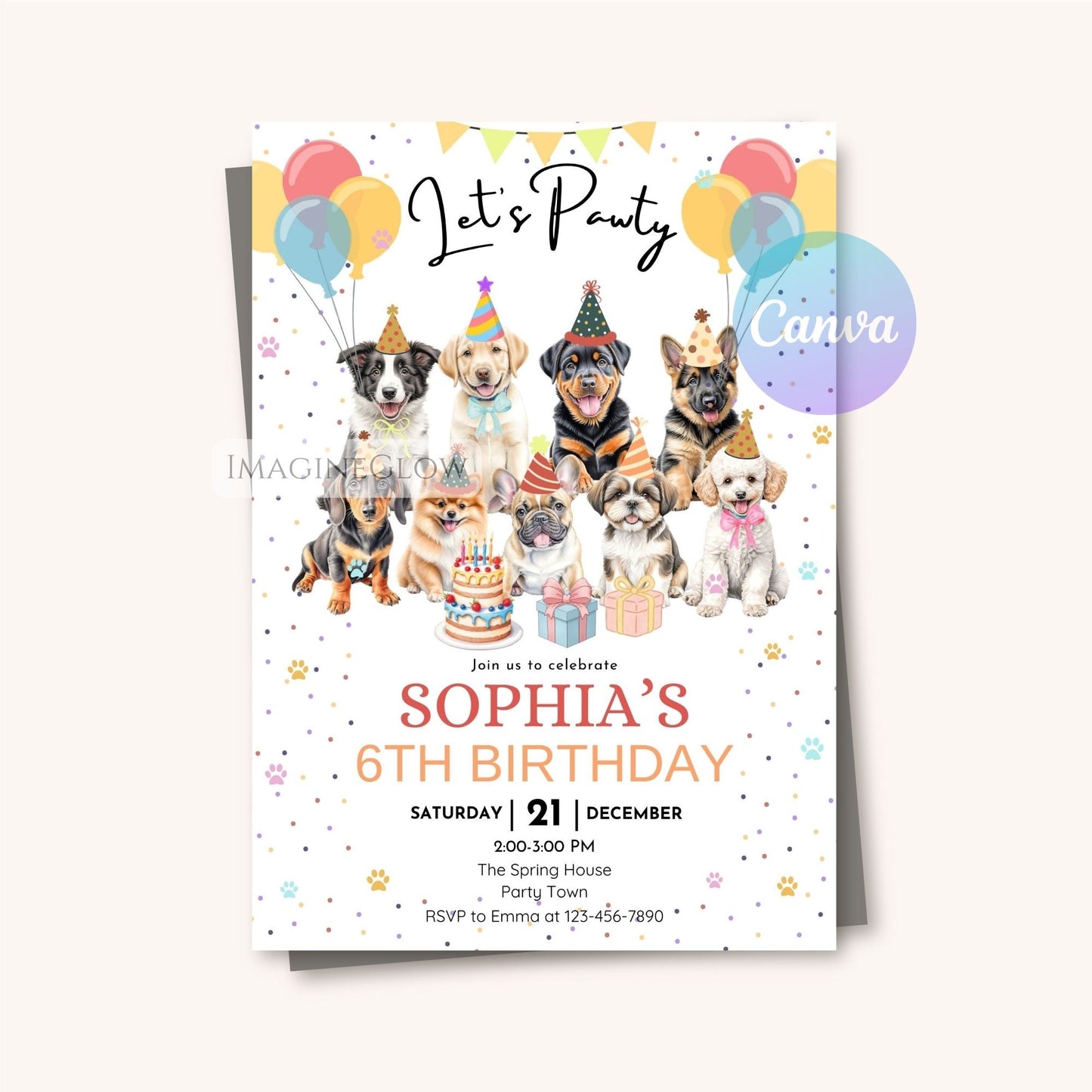 puppy birthday party invitation
dog pawty birthday invite
puppy birthday digital invitation