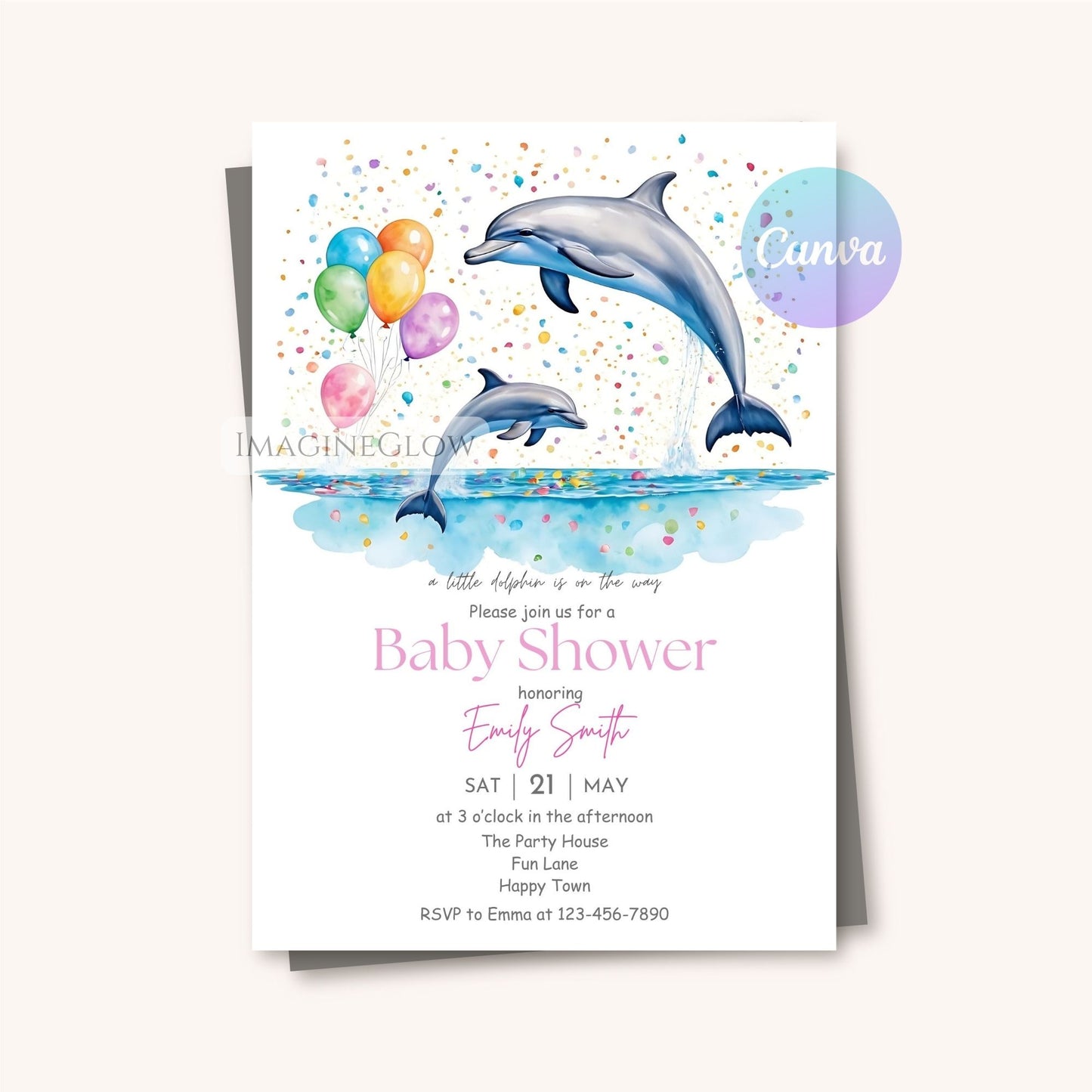 printable dolphin shower template
cute dolphin baby invite
