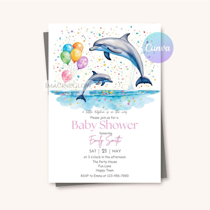 printable dolphin shower template
cute dolphin baby invite
