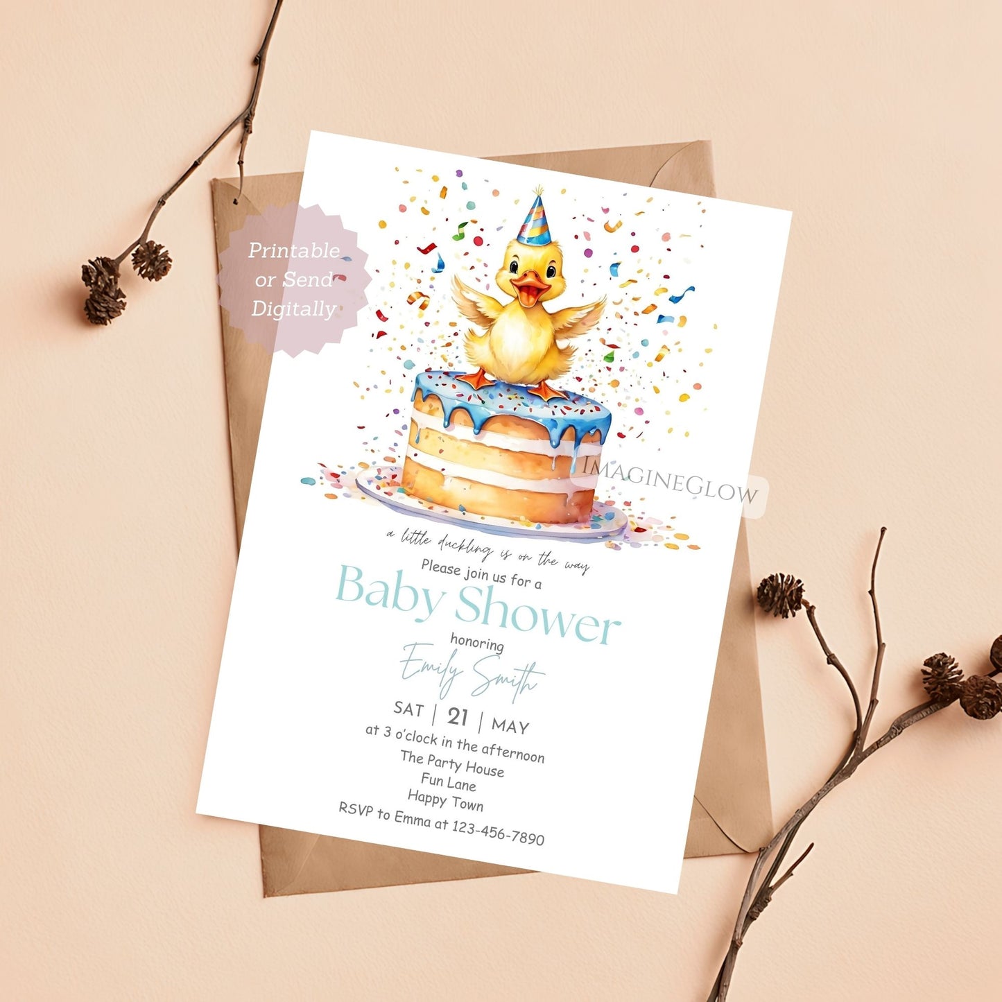 Diaper raffle card for baby boy duck baby shower
