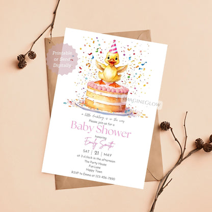 Rubber duck baby shower invite for boys or girls
Adorable bath time baby shower invitation
