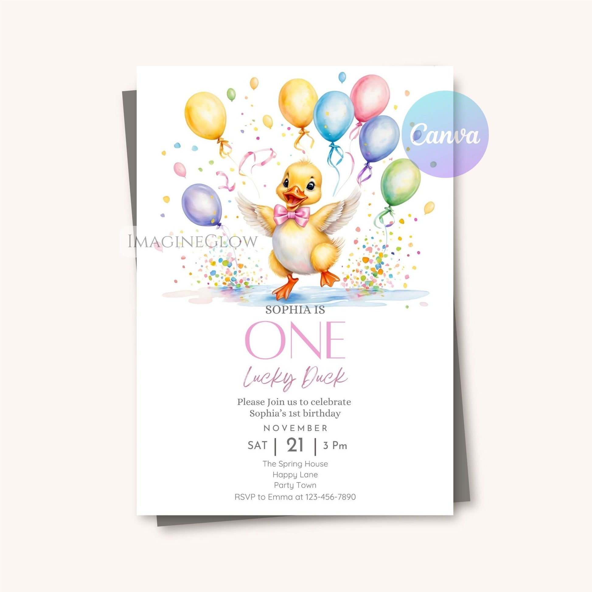baby girl duck birthday party template
