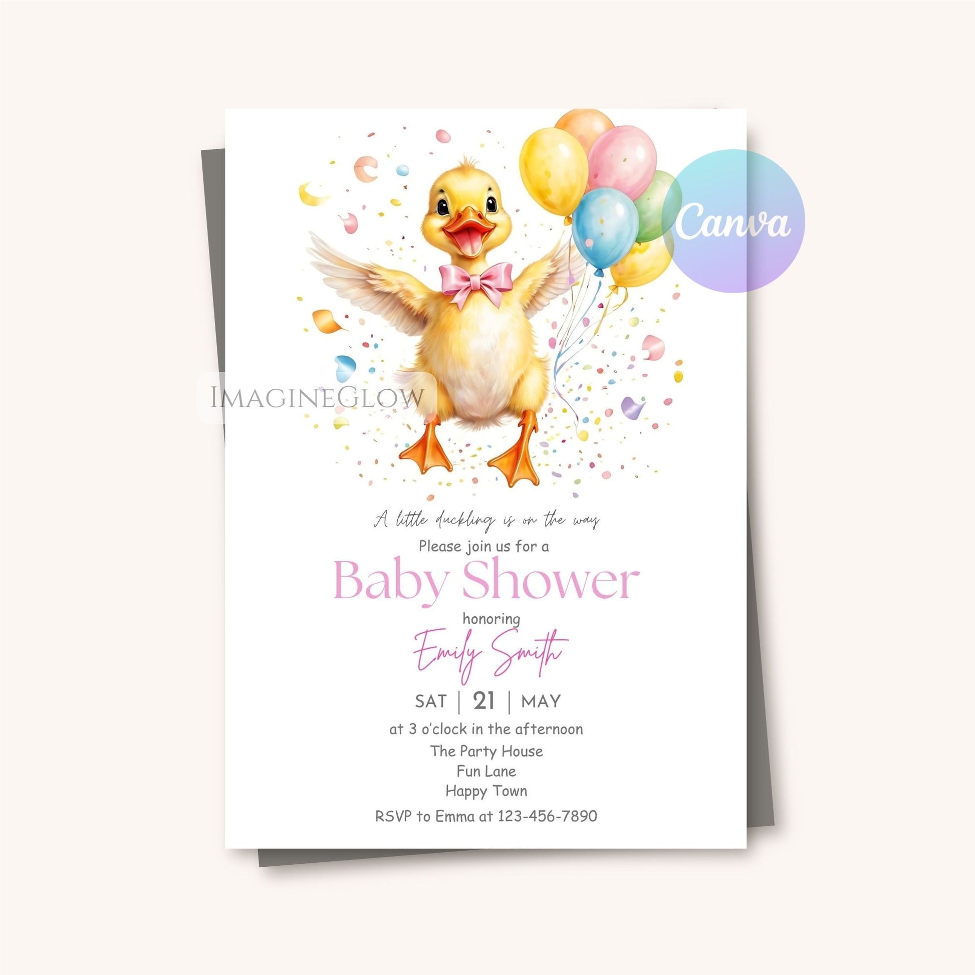 girl baby shower duck theme invitation
spring duckling baby girl invite
