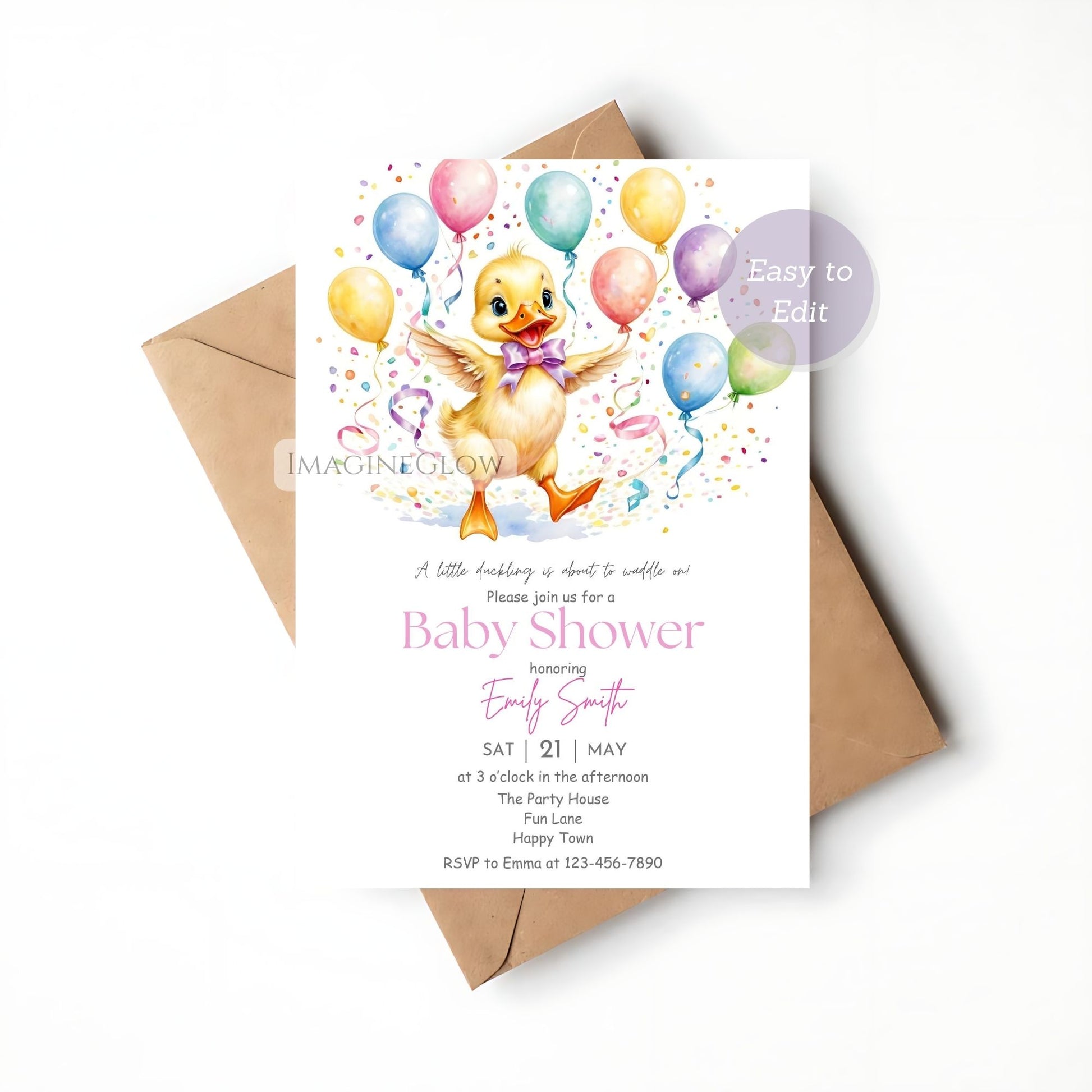 baby girl duckling baby shower invite

