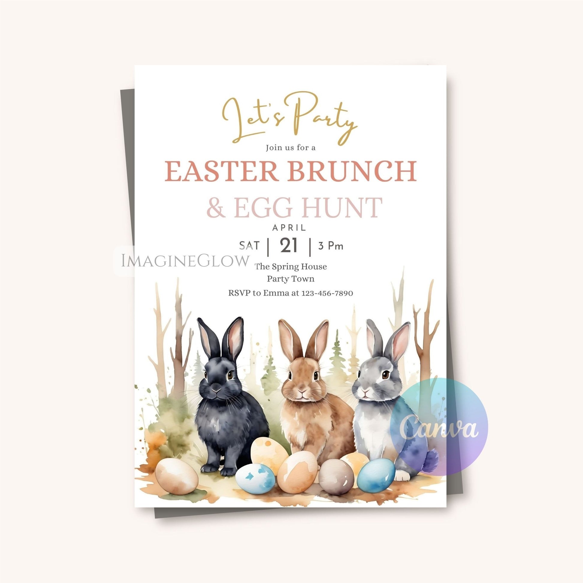 cute rabbit easter party card
editable easter bunny invitation
