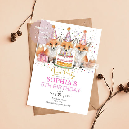 fox birthday invitation woodland theme
editable woodland animal party invite
