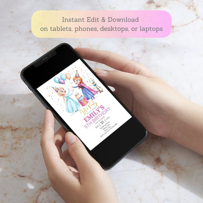 Frozen party invitation template in Canva
