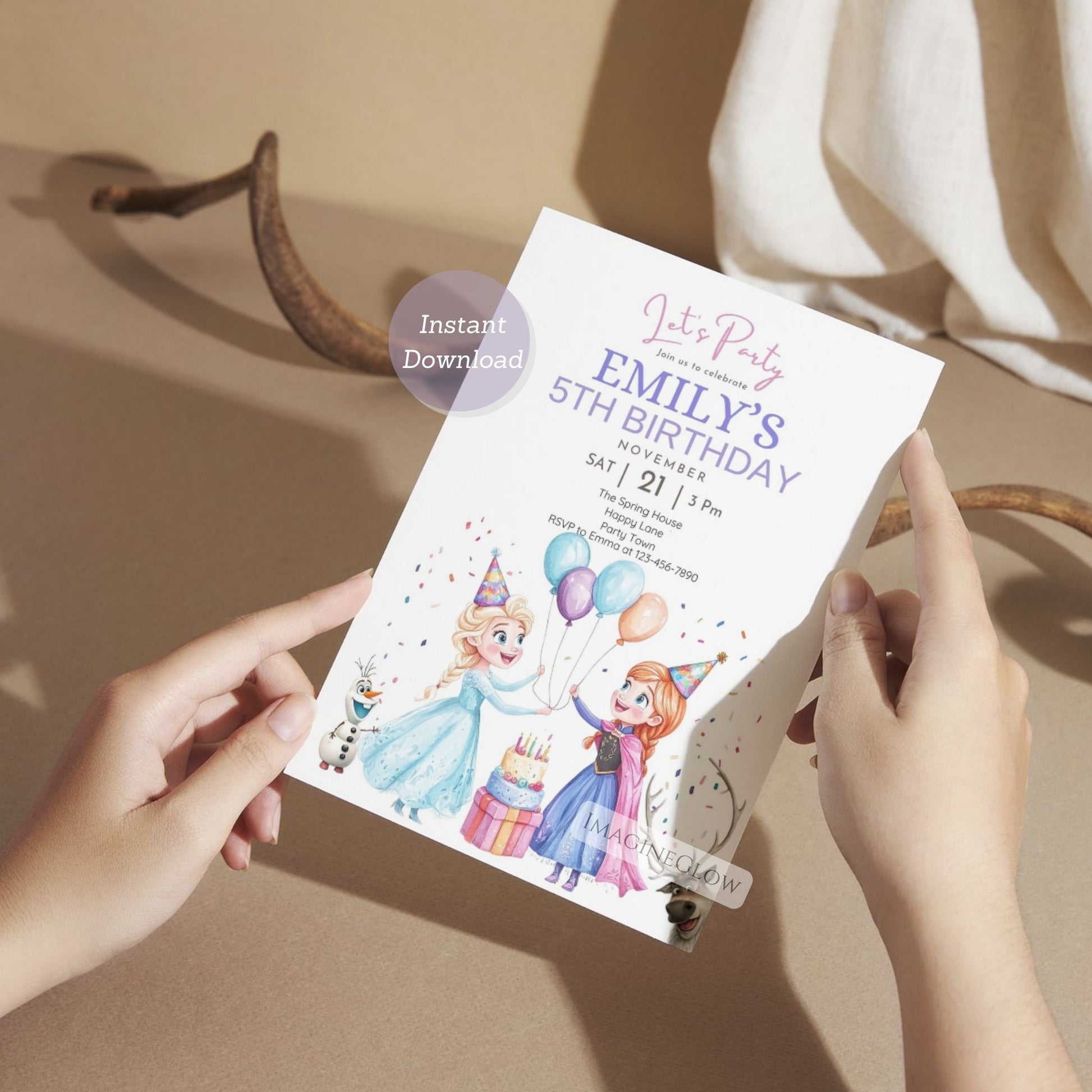 frozen birthday invitation anna elsa olaf
princess party invite for kids
