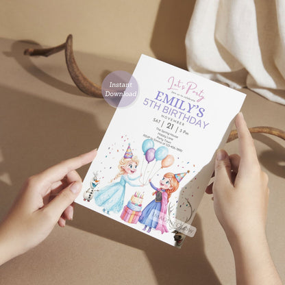 frozen birthday invitation anna elsa olaf
princess party invite for kids
