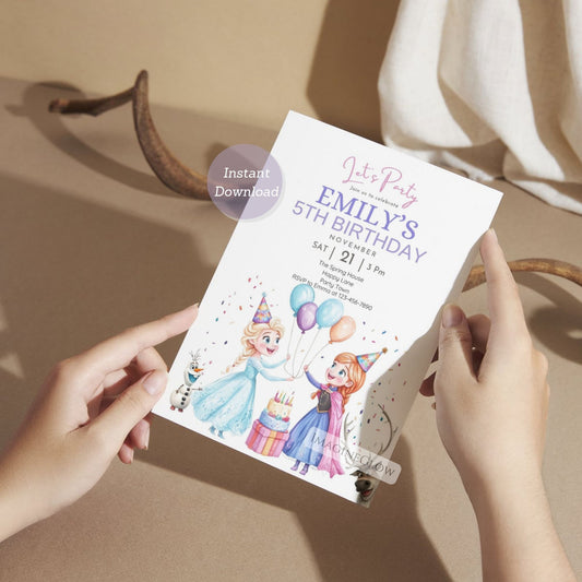 frozen birthday invitation anna elsa olaf
princess party invite for kids
