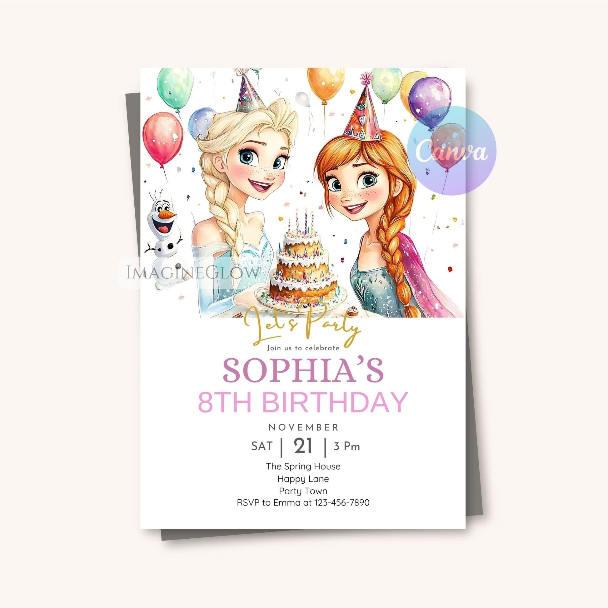 Editable Frozen invitation for winter birthday party
