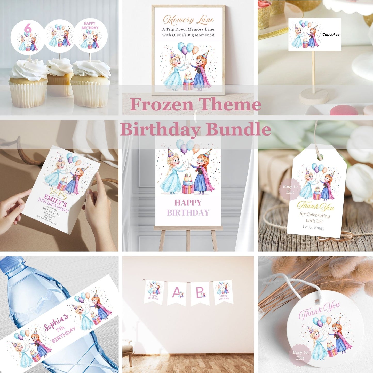 Frozen birthday party bundle with Elsa and Anna
