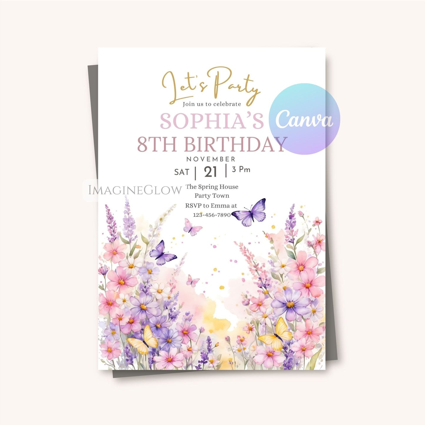 spring flower birthday invitation
