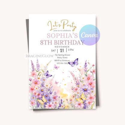 spring flower birthday invitation
